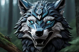 kindred with black wolf mask in 8k anime realistic drawing style, Shinobi custom, rain, apocalypse, intricate details, highly detailed, high details, detailed portrait, masterpiece,ultra detailed, ultra quality