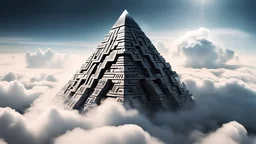 incredible geometry giant aztec crystal building over the clouds