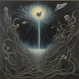 Oblivion Drift, by Suguru Tanaka, surreal horror, descent into madness, oil on canvas