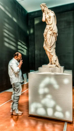 Aphrodite greek sculture, Shot on Canon EOS R5, 50mm lens, depth of field, shutter speed 1/ 1000, f/ 2. 8, white balance, 6000k. High resolution, realistic details, HDR efects, film grain, 8K. -–ar 2:3