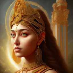 Nayanthara poses goddess , oil painting