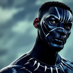 portrait, will smith in black panther suit, intense stare, dark forest, dynamic lighting, 8k, ultra detailed