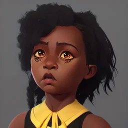 Portrait of a sweet dark skinned toddler girl witch with black curly hair