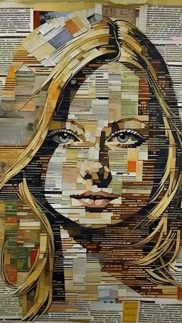 woman portrait made of magazine pages