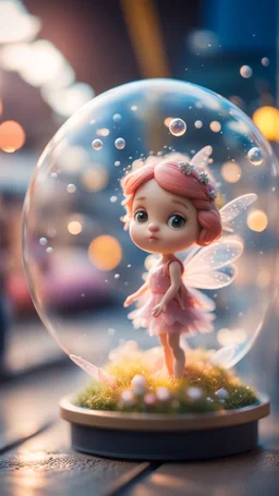 portrait of tiny fairy inside bubble explosion at the train station,bokeh like f/0.8, tilt-shift lens 8k, high detail, smooth render, down-light, unreal engine, prize winning