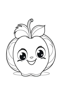 outline art for cute Apple coloring pages with sitch, white background, Sketch style, full body, only use outline, toddlers style, clean line art, white background, no shadows and clear and well outlined.