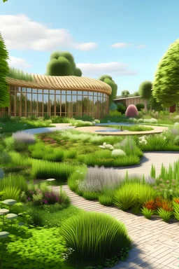 architectural garden with a reunion center