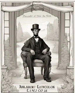 Storybook character, President Abraham Lincoln, suitable for story books for kids