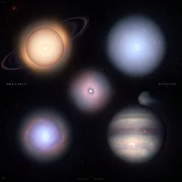 galaxies, suns, planets and stars