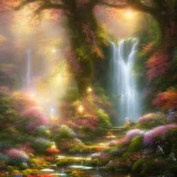 bright japanese fairy, beautiful portrait, flowery landscape