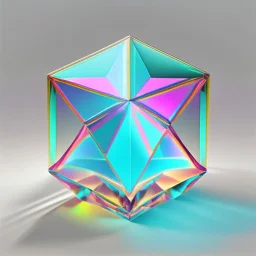 3d holographic geometric shape isolated on transparent background