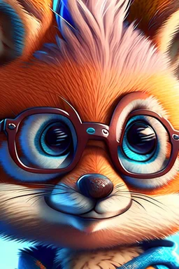 Close-up Portrait of a cool animation animal character, cute, witty, striking and one of a kind