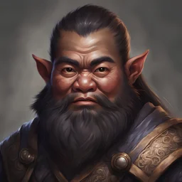 dnd, portrait of asian dwarf with dark skin