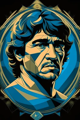 crea un David como el de Miguel Angel pero con la cara de Maradona en un estilo Art deco