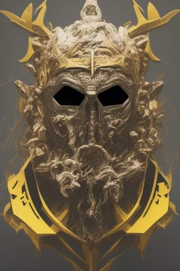 Realistic geometric shape anime black metal corpsepaint Slipknot mask god with golden crown