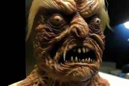 a grotesque parasite that looks like Donald Trump, horror