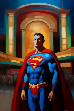 Superman at the casino oil canvas