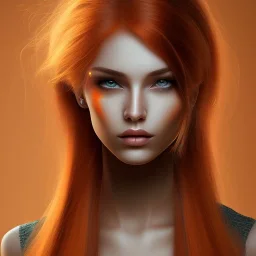 Fantasy setting, woman, two hues of hair, orange and white