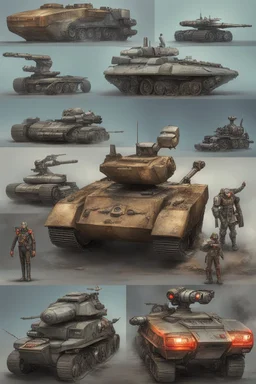 A mixture of tanks and jets, cars and humanoid robots