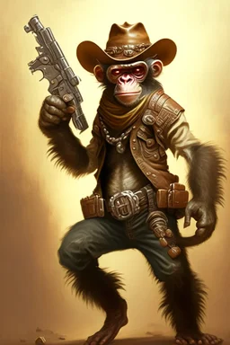 bounty hunter monkey cowboy with 2 pistols