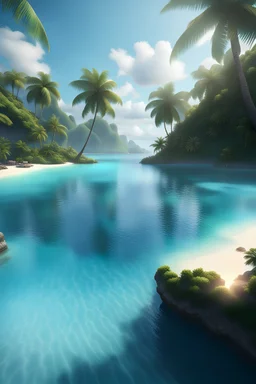 [Waterscape] The beautiful and perfect portrait is on the tropical island, 8K resolution, high quality, ultra graphics, and detailed with lines.