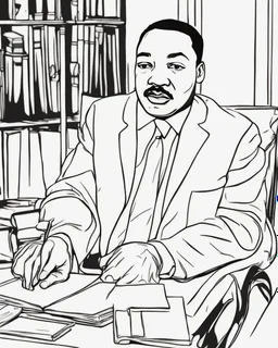 Outline art for coloring pages with Martin luther king jr, white background, sketch style, only use black outline, white background, no shadows and well and clear outline