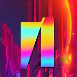 letter M, synthwave