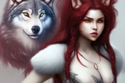 crimson haired wolf girl