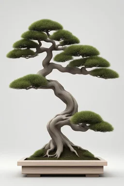 3d illustration of two bonsai tree isolated on white background