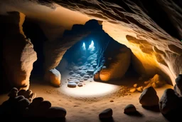 Many unseen letters emerge in the cave