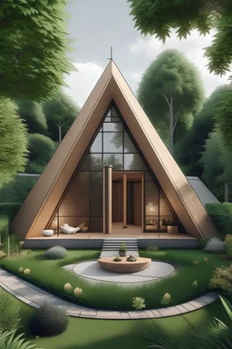 Design d'Un hammam turc triangulaire dans un quartier de villas entouré d'arbres