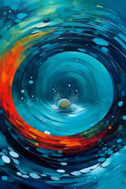 art, graphic, Water, ocean, circle,painting, underwater,, bold