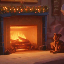 A fireplace made with gingerbread with logs made with gingerbread,digital illustration, hyperdetailed, cute, 16k, sharp, focus, intricate, by thomas kinkade