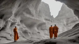 monks in a cave