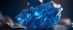 transparent gemstone Methuselah , in blue fire chrome casino, high detail, 8k, cinematic, depth of field, art