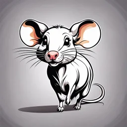 Rat cow, with rat ears and tail lineal caricature art