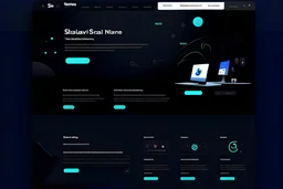 modern dark-theme landing page desktop website for a SaaS company , ux, ui, ux/ui website –v 4 –stylize 800