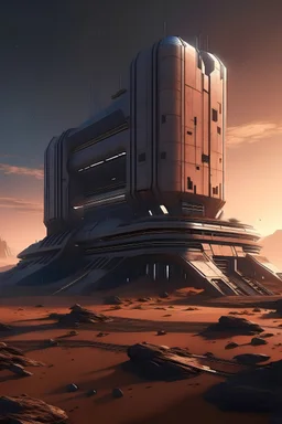 Monolithic structure on abandoned planet surface anime style