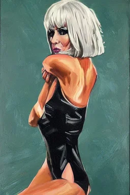 Full body portrait, painting, medium shot lady style of Atomic Blonde