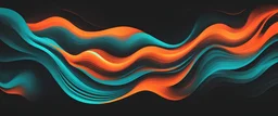 Vibrant orange teal white psychedelic grainy gradient color flow wave on black background, music cover dance party poster design
