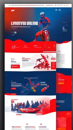 Design a user-friendly and visually appealing landing page for a sport website, prioritizing an intuitive user experience, red colors, power, skii, running, riding a bike, swimming