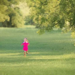 little girl running coming