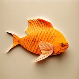orange fish, made of paper, simple, paper texture