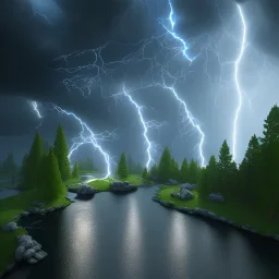 rivers of lightening clean art NFT, blender 3d