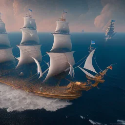 fullbody Drawing of 'The Galleon Ship',intricate detail,andrea bonelli,Kilian Eng,Ohrai,evan lee,Aleksandr Sidelnikov,three quarters frontal aerial view,toned colors,16k