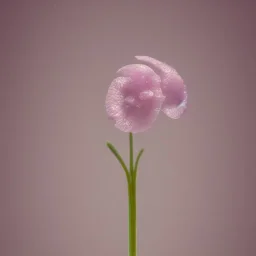 tiny delicate long stem flower, beautiful composition, centered in frame, pastel colors, plain solid color, highly intricate, extremely ornate, highly detailed, photorealistic, chiaroscuro, aesthetic layout, monochrome pantone, minimalist photography, hyper realistic, octane render, minimalist art