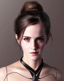 full body, emma watson identify face, black latex bodysuit , big busty , face, pintura, ,details,texture,8k quality, florest, Minimalism, Romanticism, Expressionism, Impressionism