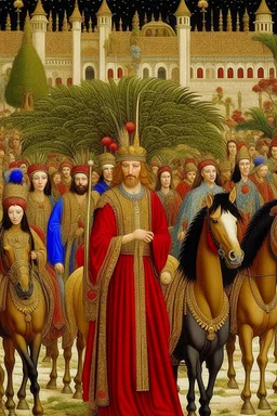 "Procession of the Three Wise Men" by Benozzo Gozzoli adds some unexpected guests: a majestic hybrid that mixes a Maine Coon, a Golden Pheasant and a Nilgai that joins the splendid parade with its lush coat, extravagant plumage and twisted horns, attracting delighted looks from the attendees