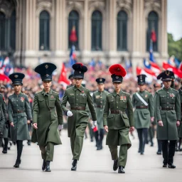 A combination of a military parade and a fashion show.