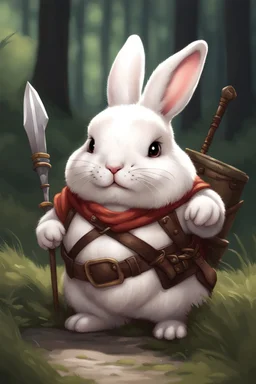 Cute chubby bunny adventurer dnd art realism